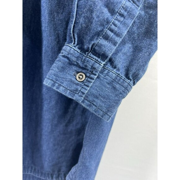 Old Navy Women's Shirt Dress Small Blue Denim Chambray Long Sleeve Cotton Pocket - Picture 4 of 8